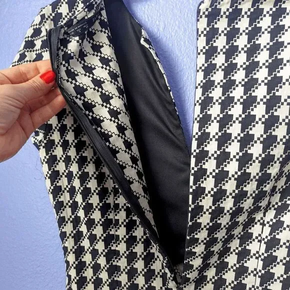 Women's Zara Basics Dress Pencil Skirt Small Houndstooth Dark Academia Punk Goth - Picture 9 of 9